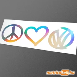 Peace love VW hologramos matrica